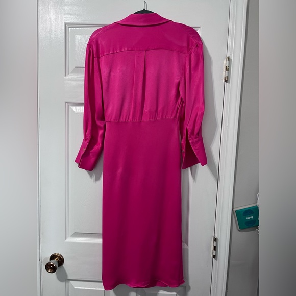 ZARA LIMITED EDITION SHIRT DRESS TIE DETAIL FUCHSIA - Picture 7 of 8